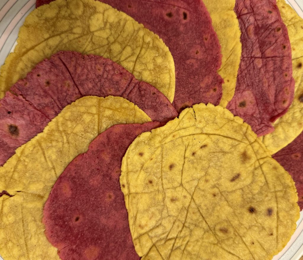 colorful cassava flour tortillas